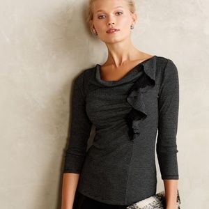 Anthropologie Deletta Ophelia Gray Ruffled Top